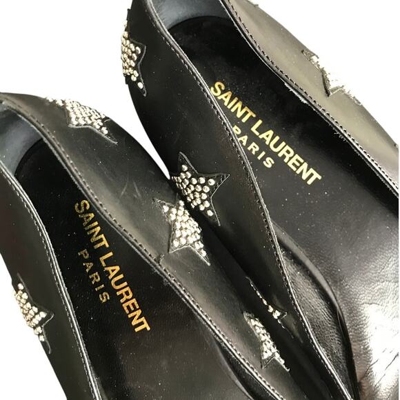 Saint Laurent Paris Flat Wmns Size 40EU Studded Star Pointed Toe Leather LuxCool - Picture 5 of 8